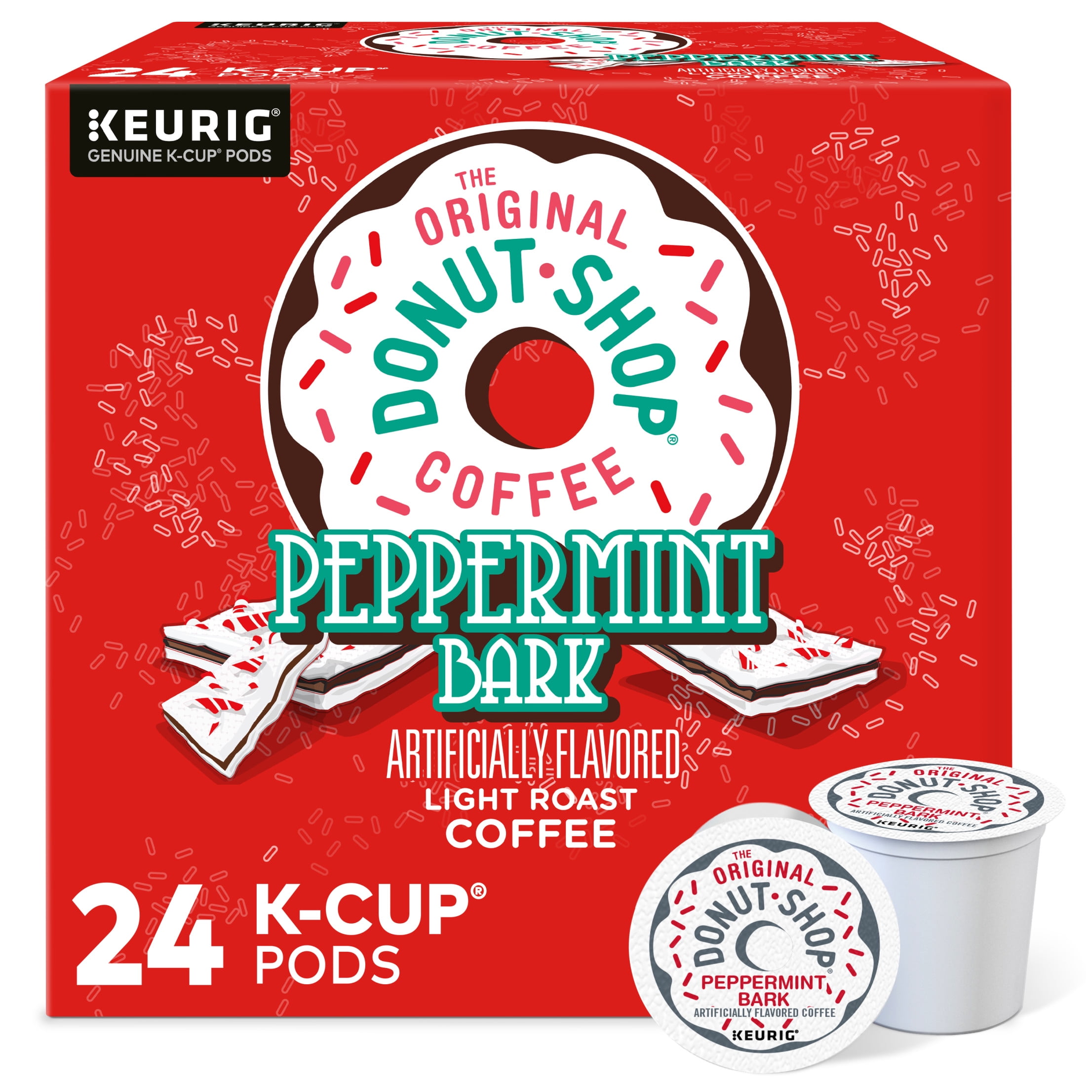 The Original Donut Shop Peppermint Bark Light Roast K Cup Coffee Pods 24 Count