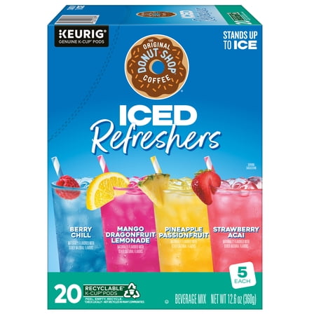 The Original Donut Shop, Iced Refreshers Variety Pack Flavor K-Cup Pods, 20 Count