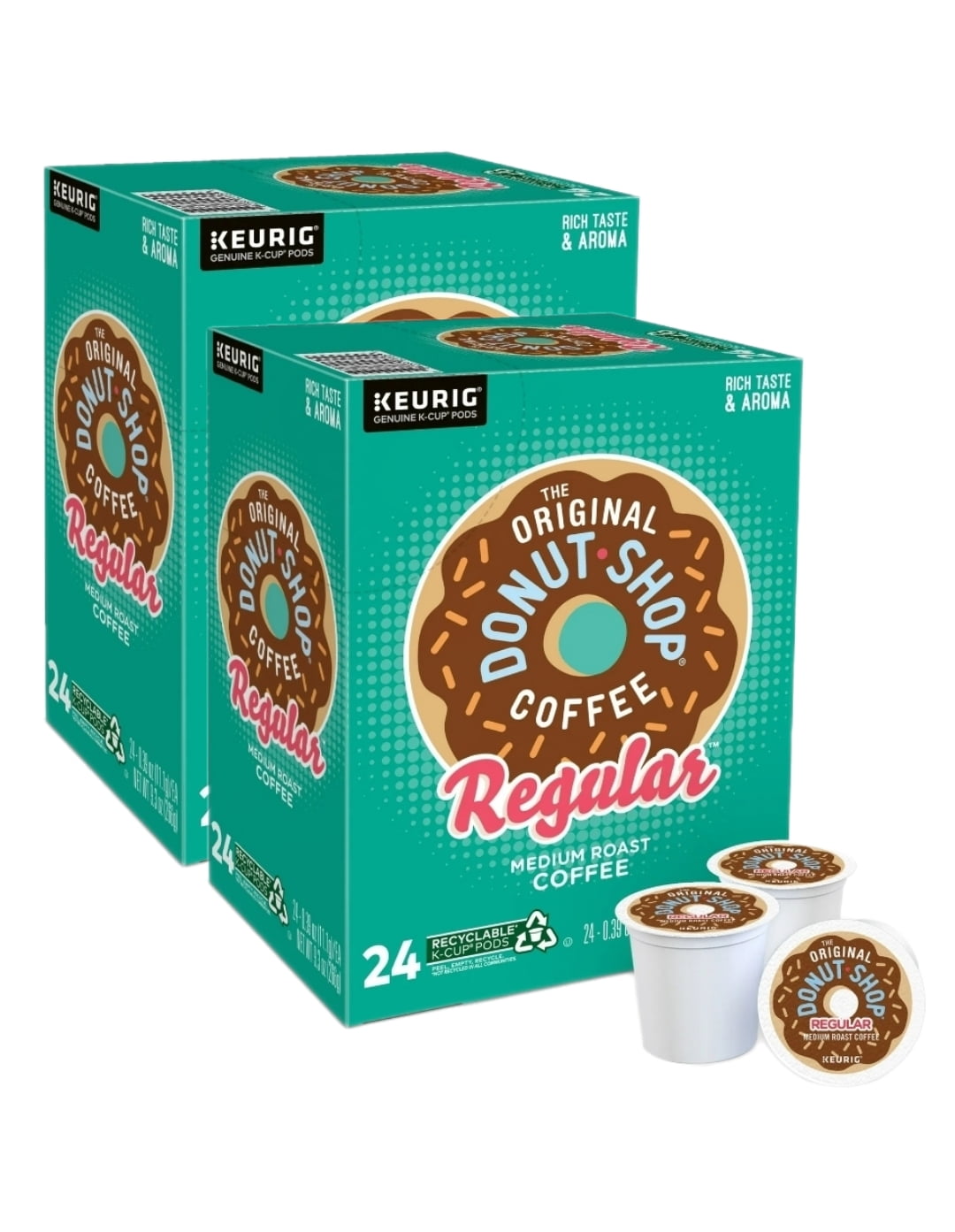 The Original Donut Shop Regular Coffee K Cups 2 Pack, Each Box Contains 24 K Cups