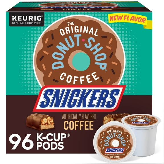 The Original Donut Shop Snickers Coffee, Keurig Single Serve K-Cup Pods, Flavored Coffee, 96 Count (4 Packs of 24)