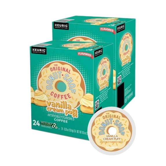 The Original Donut Shop Vanilla Cream Puff Coffee K-Cups, 2 Pack, 48 K-Cups Total