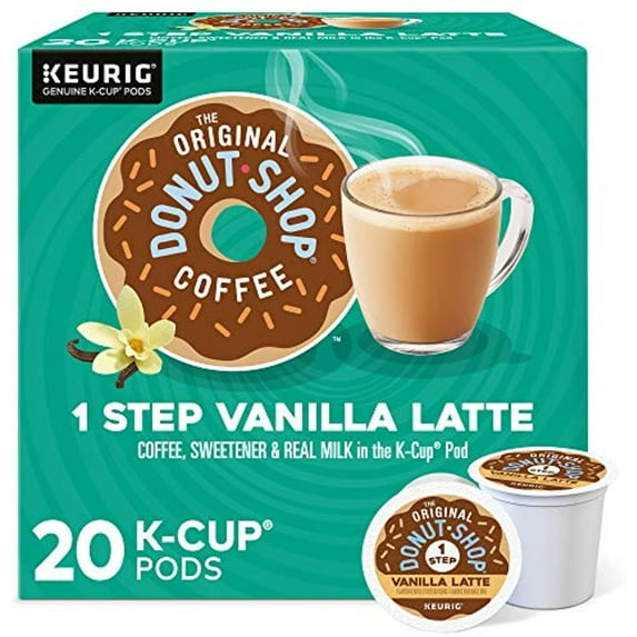 The Original Donut Shop Vanilla Latte, Single-Serve Keurig K-Cup Pods, Flavored Coffee, 20 Count