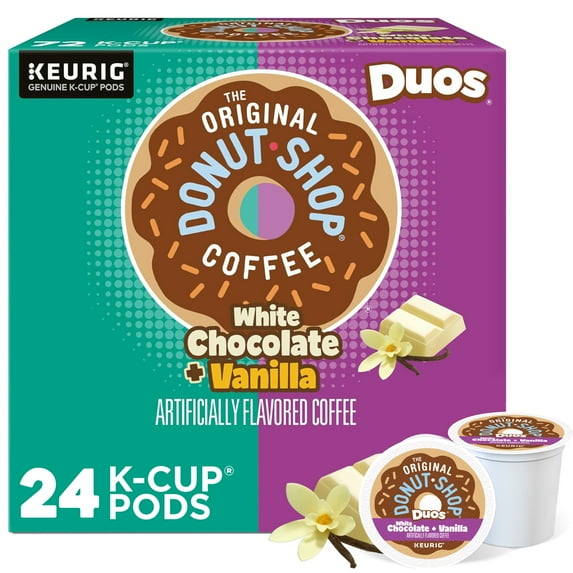 The Original Donut Shop, Duos White Chocolate + Vanilla Medium Roast K-Cup Coffee Pods, 24 Count