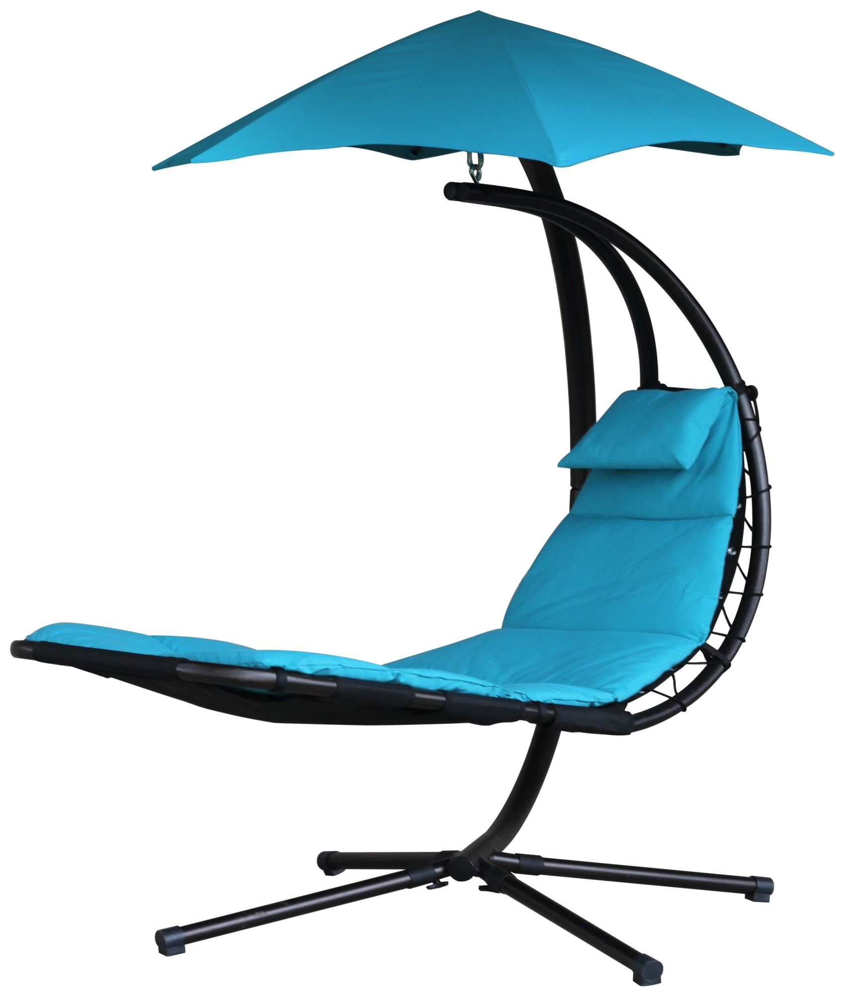 Turquoise Zero Gravity Hanging Lounge Chair with Cushions and Umbrella