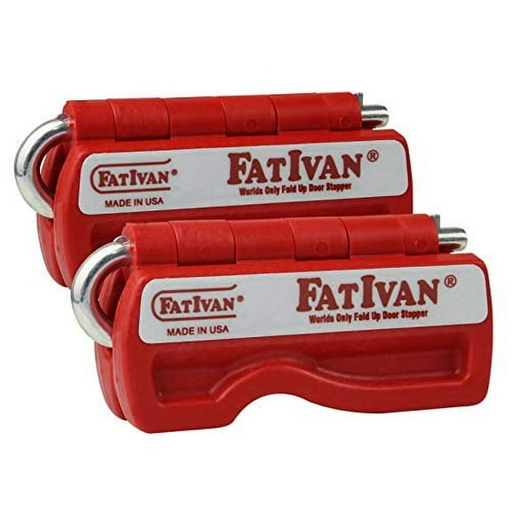 The Original Fat Ivan Fold Up Doorstop Wedge with Magnet - Red (2 Pack)