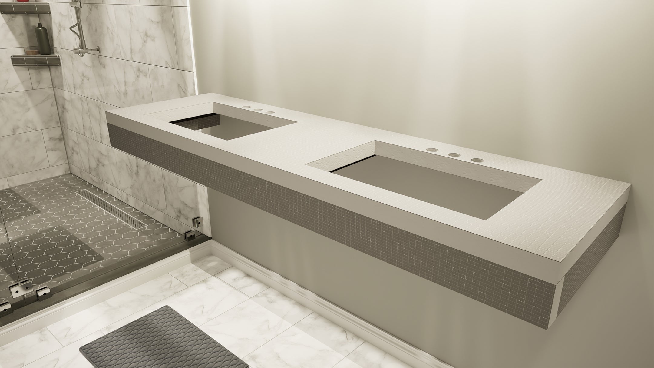 36" Gray Concrete Floating Bathroom Vanity Kit