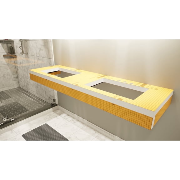 The Original™ Free Floating Vanity Kit with Orange Waterproof XPS Foam Board - Original Vanity Bracket® 60"