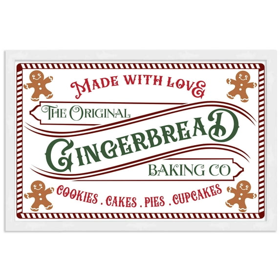 The Original Gingerbread Baking Company 13.5" x 19.5" Framed Christmas Wall Decor Sign Poster in a