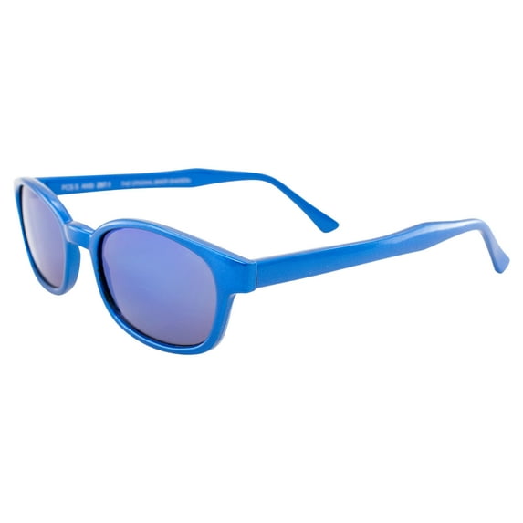 The Original KD's Biker Shades Sunglasses By PCSUN Blue Ice Frames Blue Mirror Lenses.