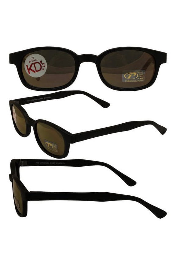The Original KD's Biker Shades By PCSUN Matte Black Frames Gold Mirror Lenses. As Seen On "Grandsons of Anarchy"