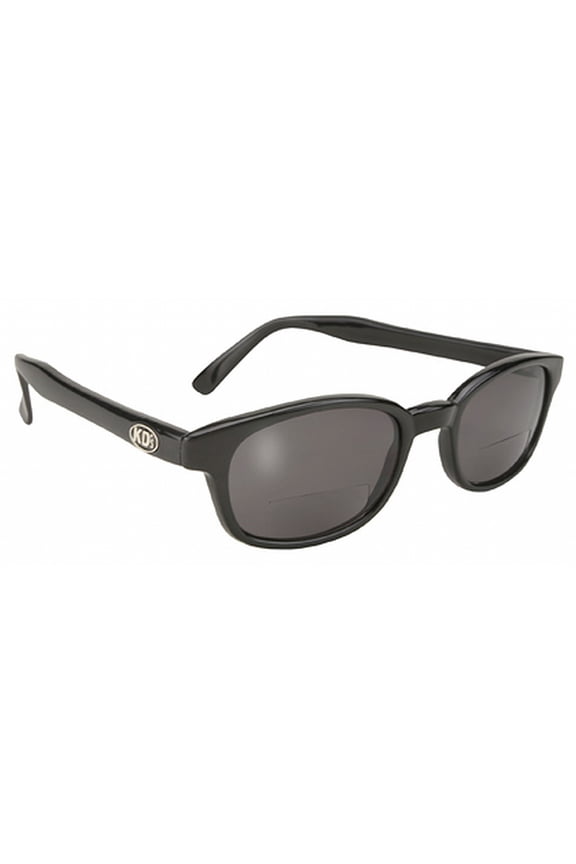The Original KD's Biker Shades By Pacific Coast Sunglasses Black Frames +2.25 Magnification Smoke Lens