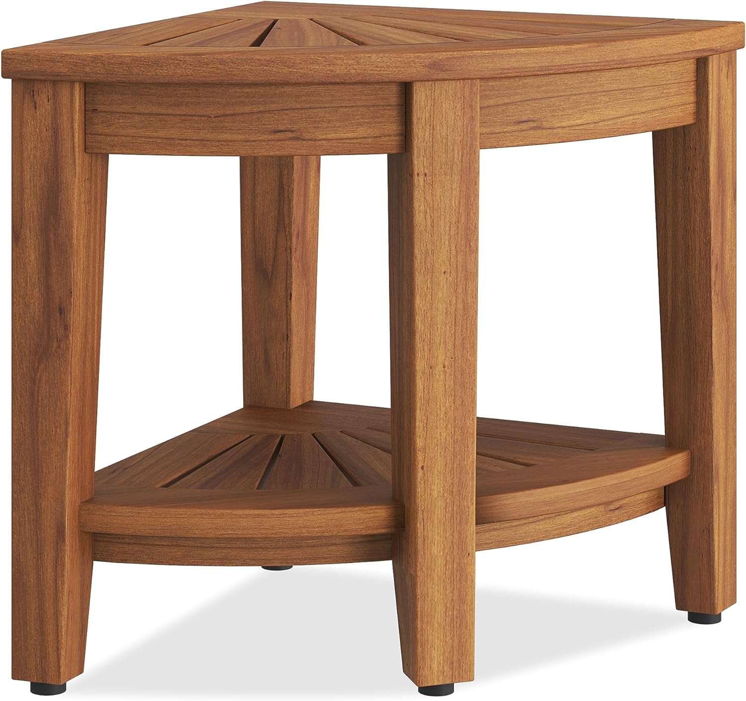 The Original Kai 15.5" Corner Teak Shower Bench with Shelf