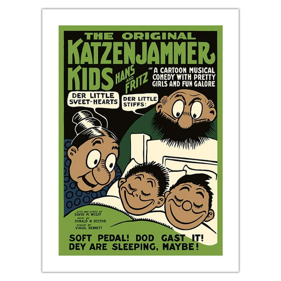 The Original Katzenjammer Kids with Hans and Fritz - Vintage Film Movie Poster c.1937 - Bamboo Fine Art 290gsm Paper Print (Unframed) 24x32in