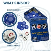 The Original LCR Left Center Right Dice Game Blue Tin
