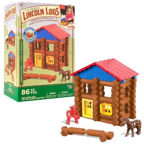 The Original Lincoln Logs Wranglers Ranch 86 Piece Real Wood Log Retro Box Set Walmart