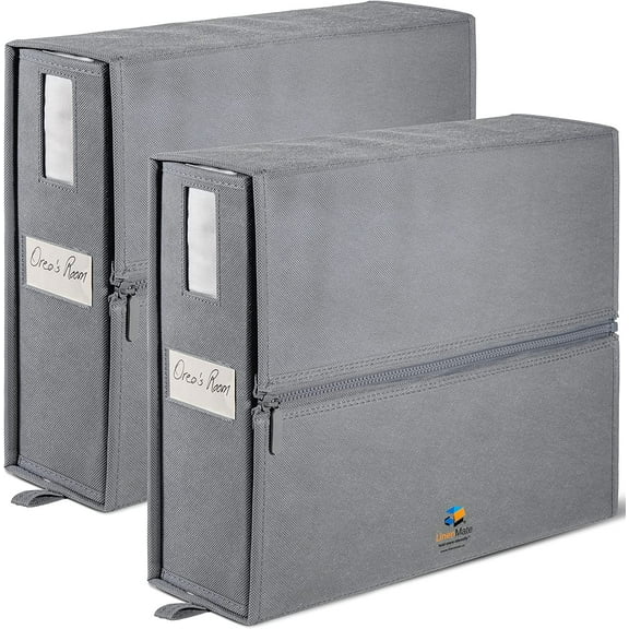 The Original Linen Storage Container, 2-Pack (Queen/King Size, Grey)