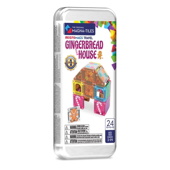 The Original MAGNA-TILES microMAGS Gingerbread House Travel 24-Piece Magnetic Construction Set