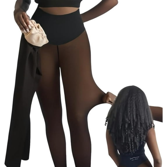 The Original Magic Fleece Lined Leggings for Women with Compression Band & One Seam, Waist Snatching Tummy Control Thermal Winter Leggings Stay Warm