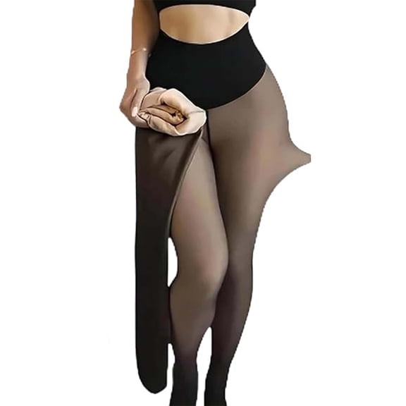 The Original Magic Fleece Lined Leggings – with Compression Band & One Seam Option, Bare-Leg Fit Plus-Size Tights
