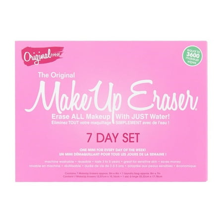 The Original MakeUp Eraser, 7-Day Set, Erase All Makeup with Just Water, Including Waterproof Mascara, Eyeliner, Foundation, Lipstick, Sunscreen, and More! Original Pink, 7ct.