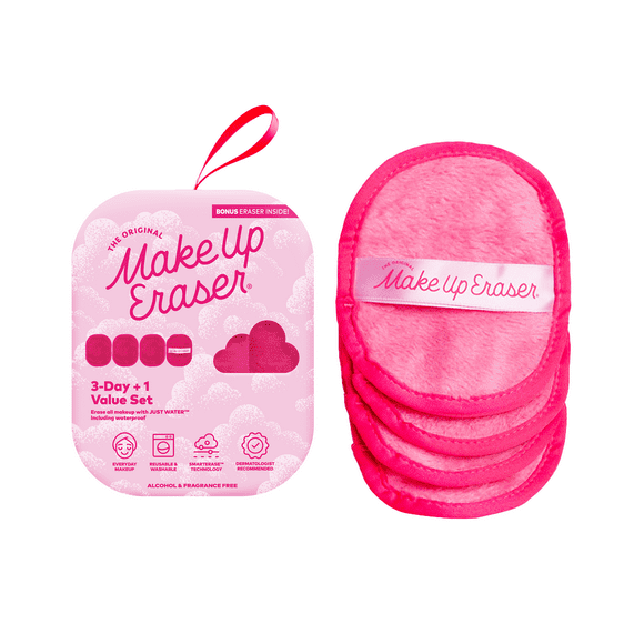 The Original MakeUp Eraser, Pink 3-Day Set + Bonus Makeup Eraser Reusable Cloths
