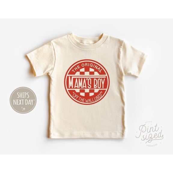 The Original Mama'S Boy Toddler Shirt - Boys Checkered Tee - Retro Natural Kids Shirt, New Born, Baby Shower Gift, New Parents Gift