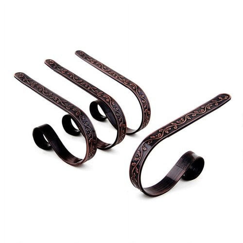 Oil-Rubbed Bronze Holly Embossed MantleClip Stocking Holders, 4-Pack
