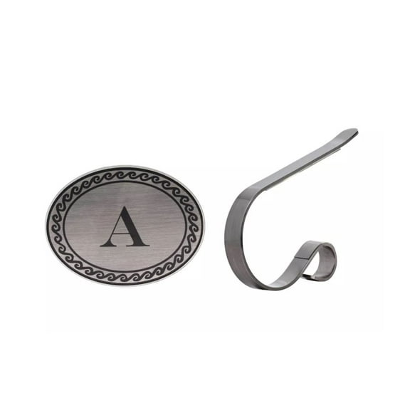 The Original MantleClip Monogram Clip-on Stocking Holder - Brushed Nickel Letter: A