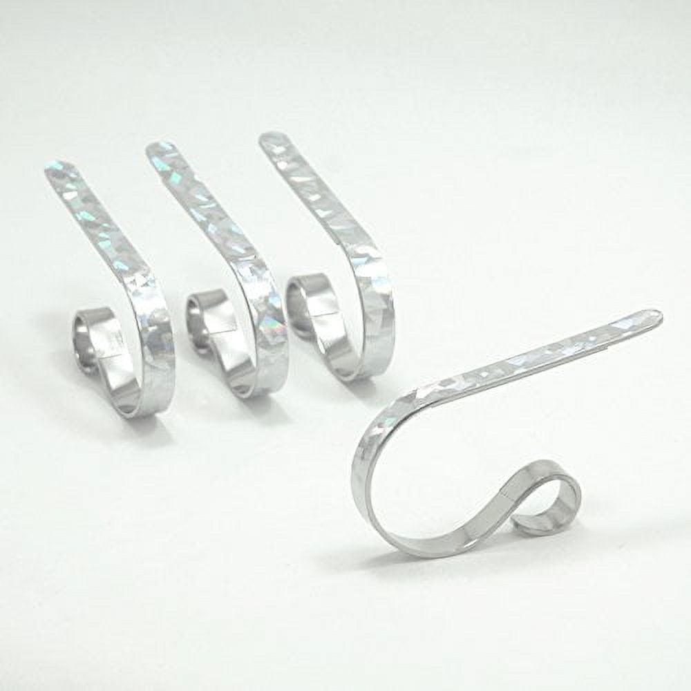 Prismatic Silver Metal MantleClip Stocking Holder Set of 4