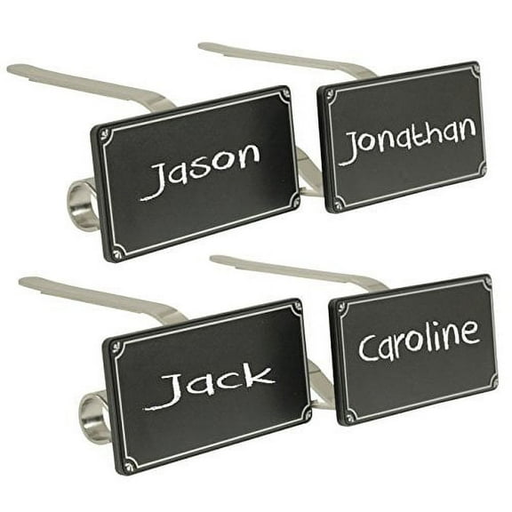 The Original MantleClip Stocking Holder with CHALKBOARD Icons, Silver 4-pack