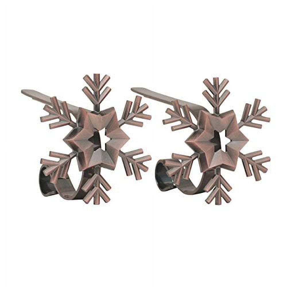 Oil-Rubbed Bronze Snowflake MantleClip Stocking Holders, 2-Pack