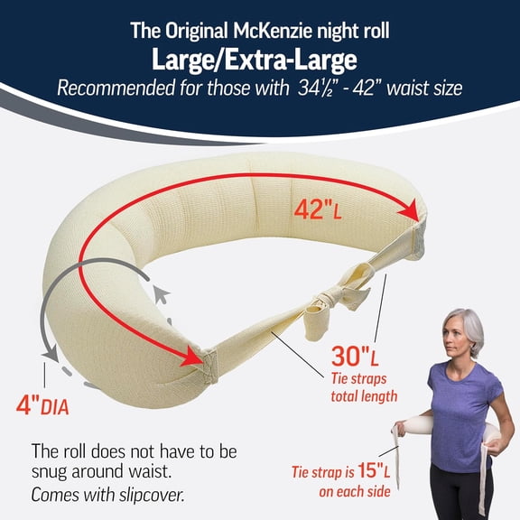 The Original McKenzie Night Roll — Low Back Pillow for Sleeping and Round Back Support Pillow for Spine and Side Support — Size Large/Extra Large