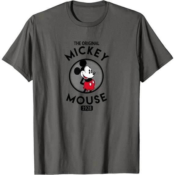 The Original Mickey Mouse 1928 DTG Print Unisex T-Shirt,Charcoal Color,Size L