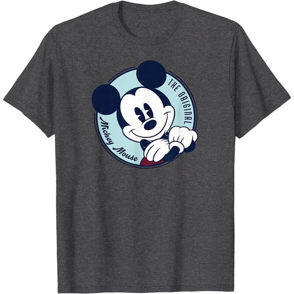 The Original Mickey Mouse Retro Vintage DTG Print Unisex T-Shirt,Dark Heather Grey Color,Size YS