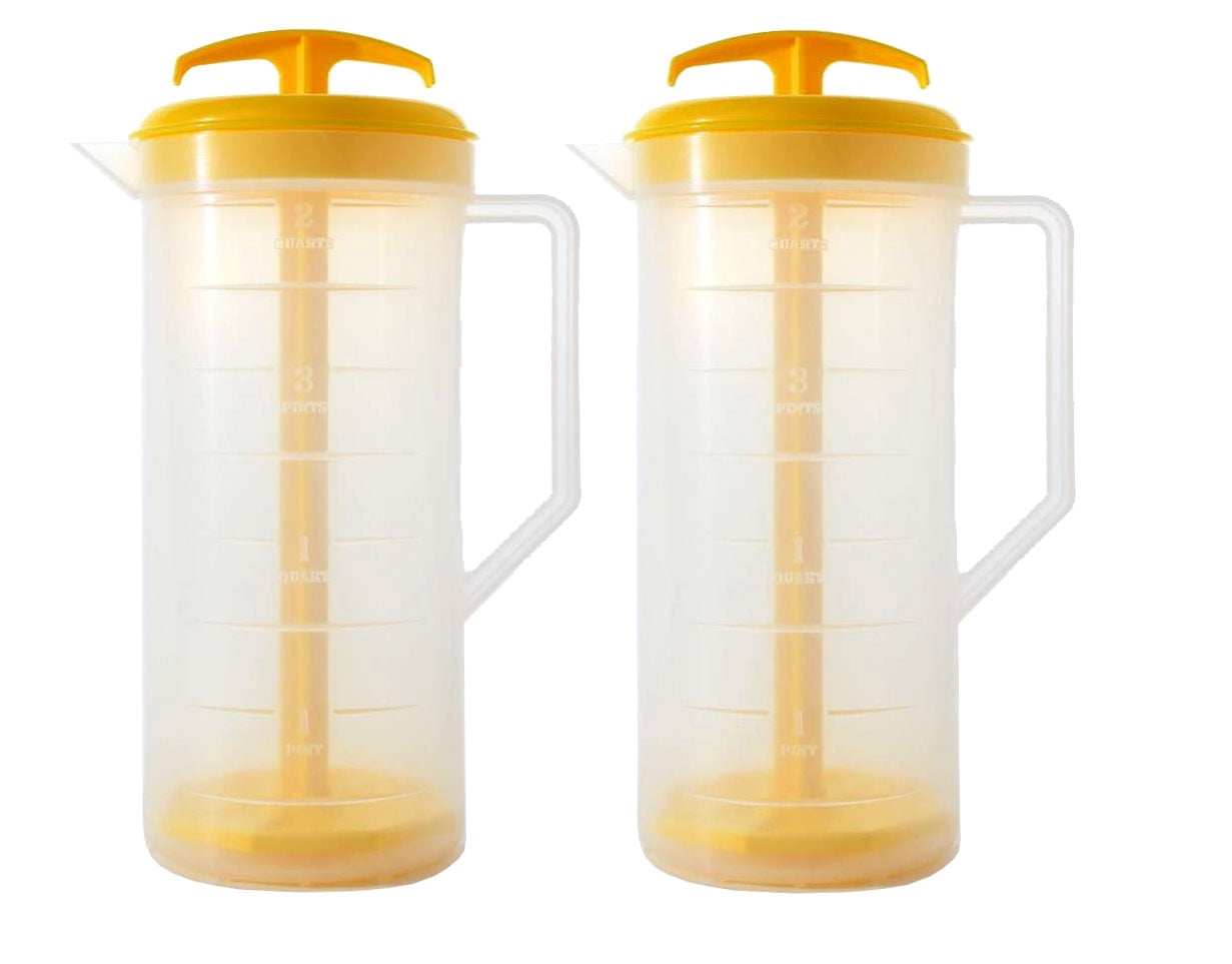 Vintage Yellow 2 Qt Plastic Pitcher With Mixing Plunger by Federal  Housewares 