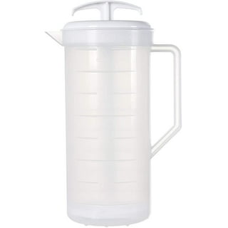 Baderke 1 Pcs Mixing Pitcher for Drinks 2 Quart/ 64oz Plastic Water Pitcher  with Lid Angled Plastic Blades and Adjustable Mixer Plunger for Drinks