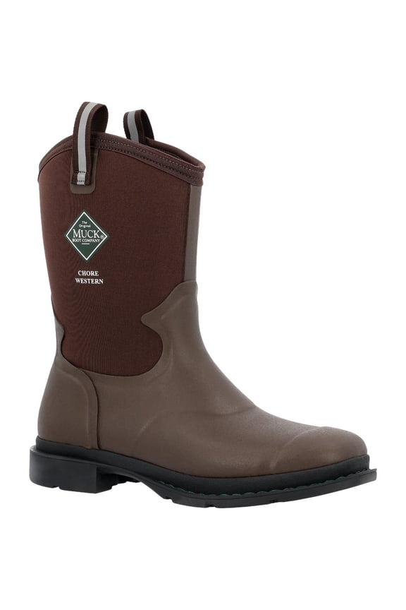 Men's Chore Western Mid Calf Boot, Dark Brown, 10 — Residential Use, Standard Application