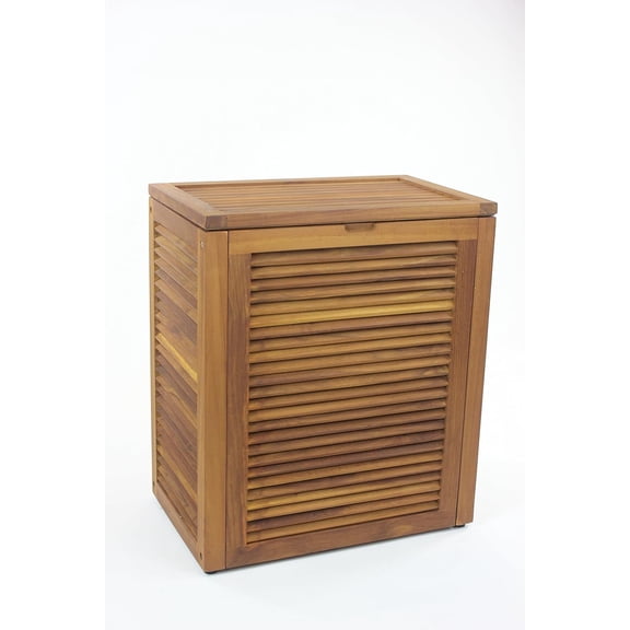 The Original Nila Teak Wall Hugging Louvered Large Hamper 416