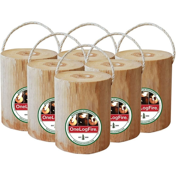 The Original OneLogFire (6) Pack | Swedish Fire Log | Swedish Torch | One Log Campfire | for Outdoor Firepit | Campfire | Bonfires | Fireplace