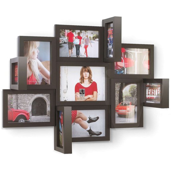 The Original PERSPECTIVE Black Multiframe Wall Sculpture shows 15 photos by Umbra
