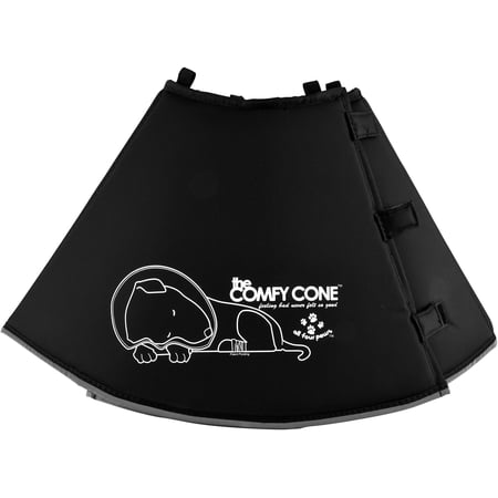 The Original Comfy Cone by All Four Paws, Soft Pet Recovery Collar with Removable Stays, Extra Large, Black