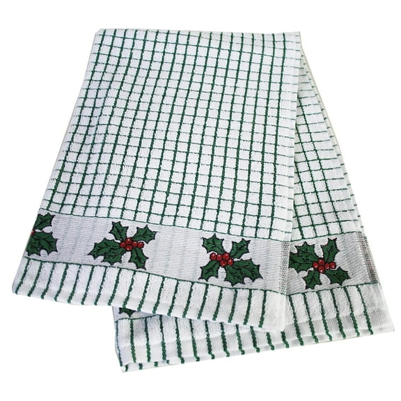 The Original Poli-dri Kitchen Towel from Samuel Lamont 100% Cotton (Holly Leaves)