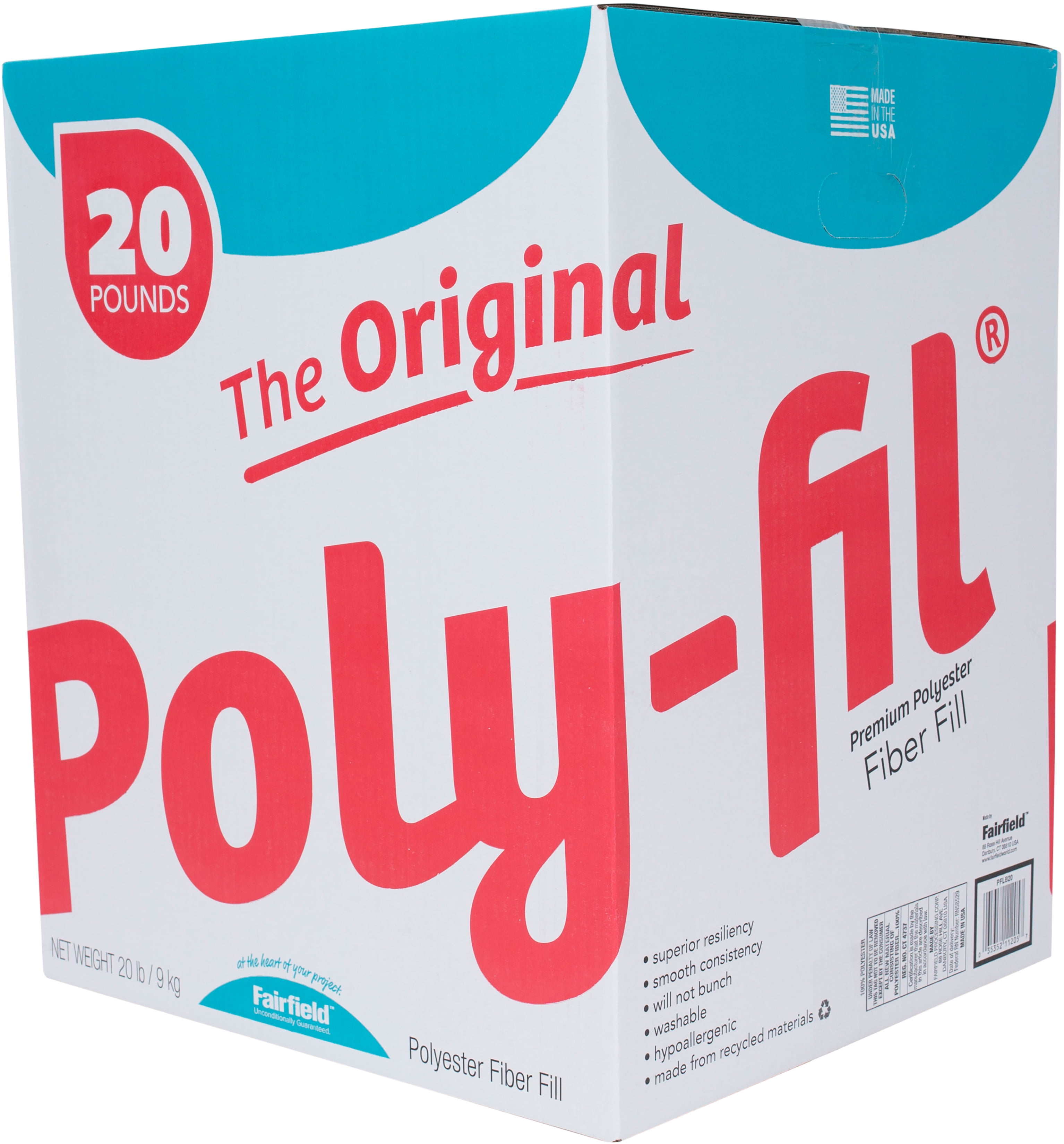 Fairfield PF-10 The Original Poly-Fil Premium 100% Fiber Fill Box, White, 10 lb