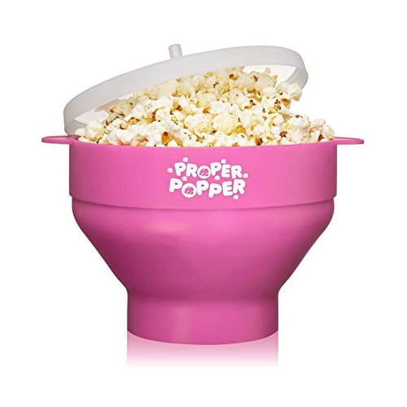 The Original Proper Popper Microwave Popcorn Popper, Silicone Popcorn Maker, Collapsible Bowl BPA Free & Dishwasher Safe - (Pink)