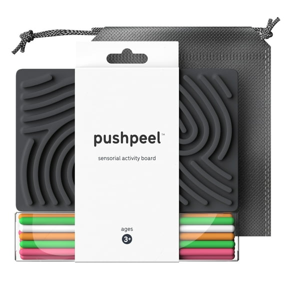 Pushpeel Sensory Activity Board – Granite | Silent, No-Mess Fidget Toy for Stress Relief, Autism, ADHD | Ages 3  | Includes 11 Strings & Travel Bag