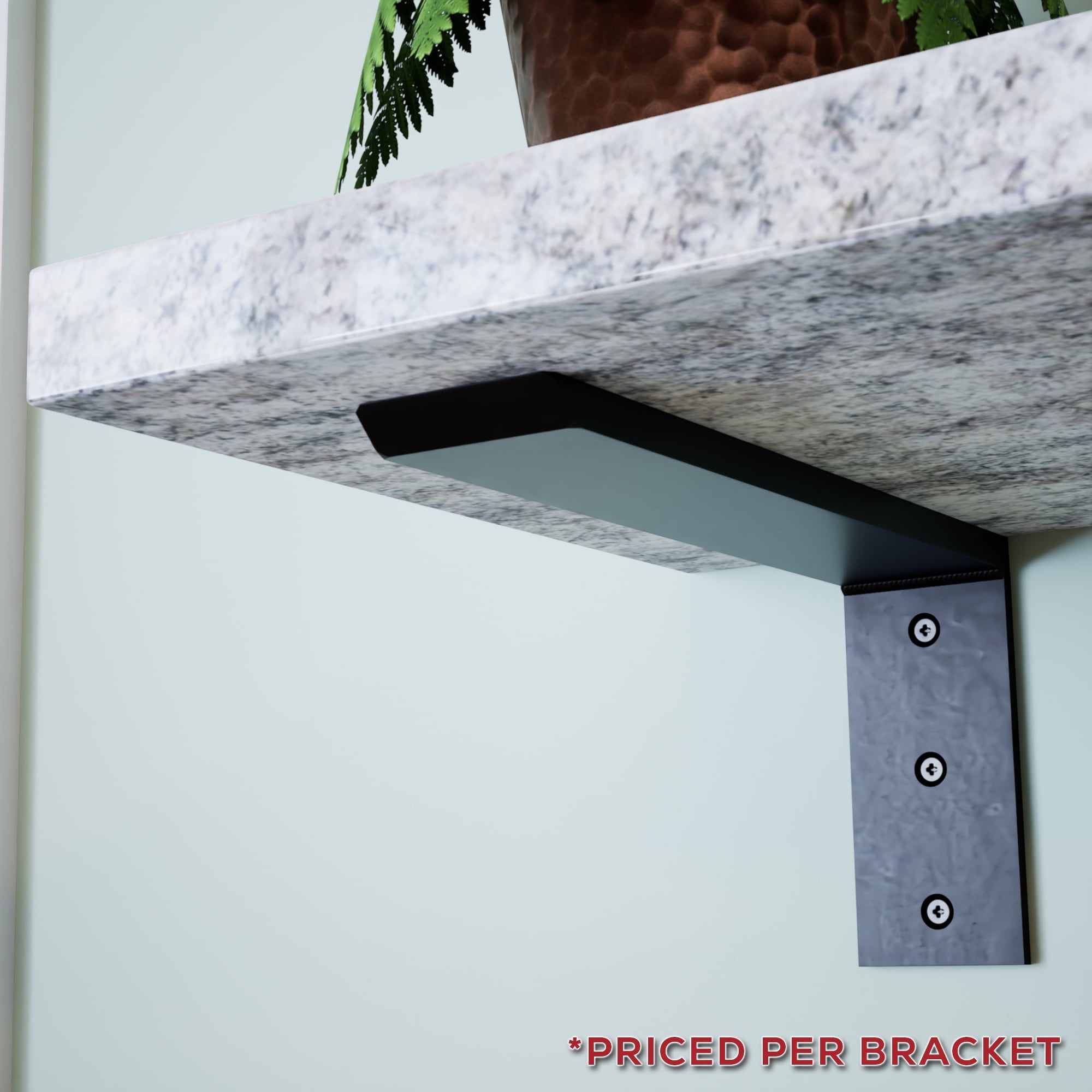 Black Aluminum Industrial Shelf Bracket 12x10 Inch