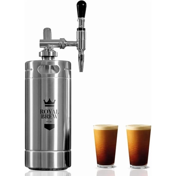 The Original Royal Brew Nitro Cold Coffee Maker - Gift for Lovers 128 oz Extra Large Home Keg, Nitrogen Gas System Dispenser Kit