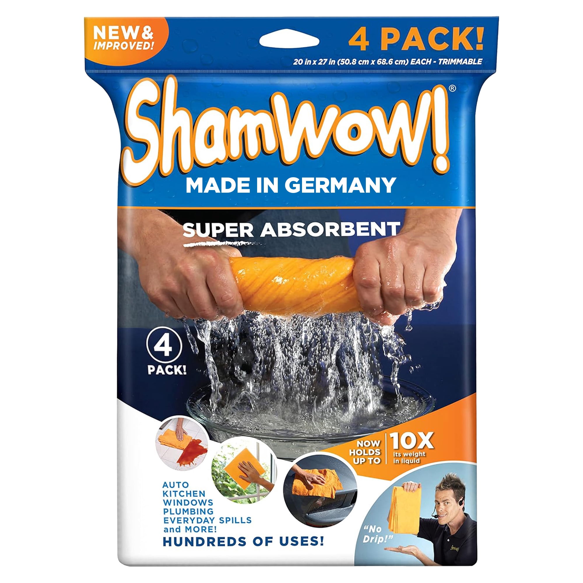 The Original Shamwow, Super Absorbent, Multi Purpose Cleaning Chamois ...