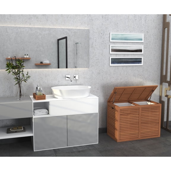 The Original Spa Large-Size Double Teak Laundry or Storage Hamper