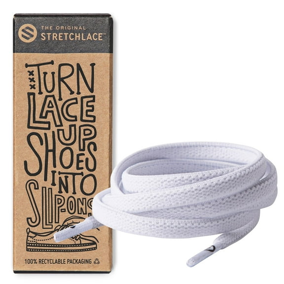 The Original Stretchlace | Elastic Shoe Laces | Flat Stretch Shoelaces | White, 40 in (101 cm)